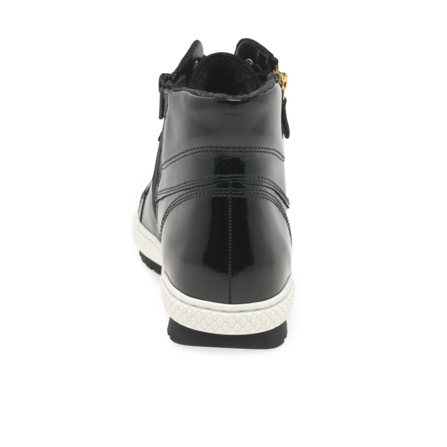 Fekete Patent Bulner Női Alkalmi Bokacsizma Gabor