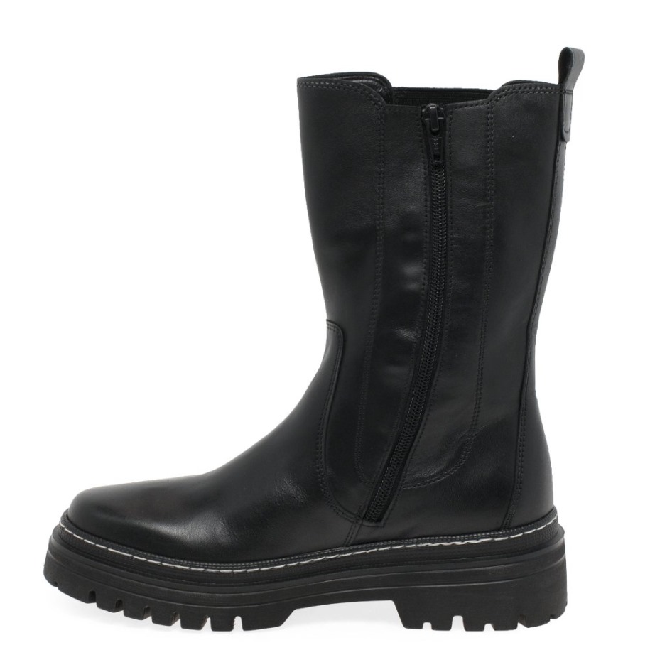 Fekete/fehér öltés Gabor Gaby Női Vádliig érő Csizma