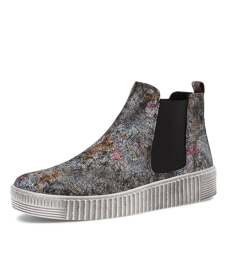 Gabor Angels Schwarz Bőr Chelsea Csizma