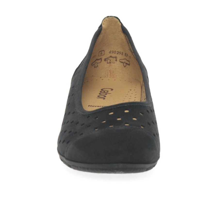 Gabor Fekete Nubuk Fodros Női Stancolt Részlet Alkalmi Cipő