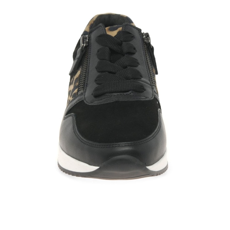 Gabor Fekete Velúr/bőr/leopárd Lulea Női Alkalmi Edzőcipő