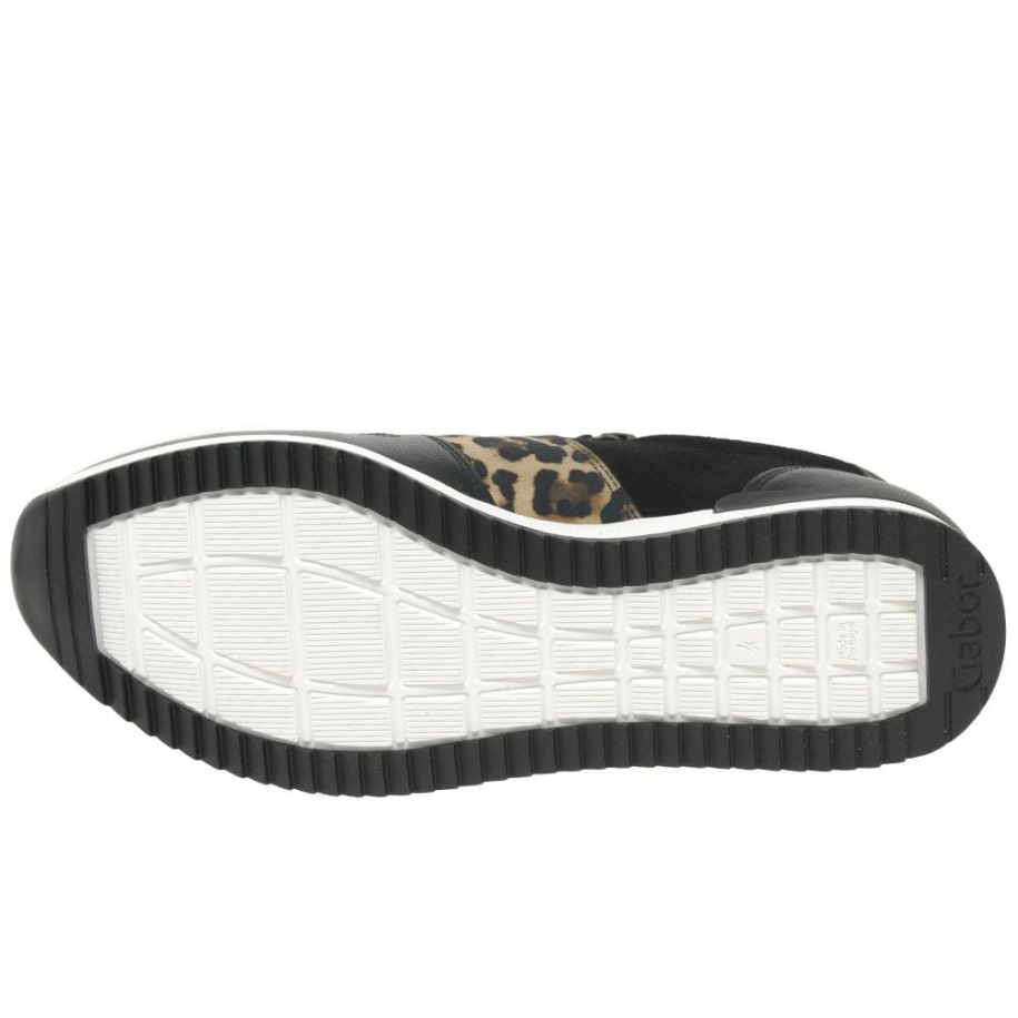 Gabor Fekete Velúr/bőr/leopárd Lulea Női Alkalmi Edzőcipő