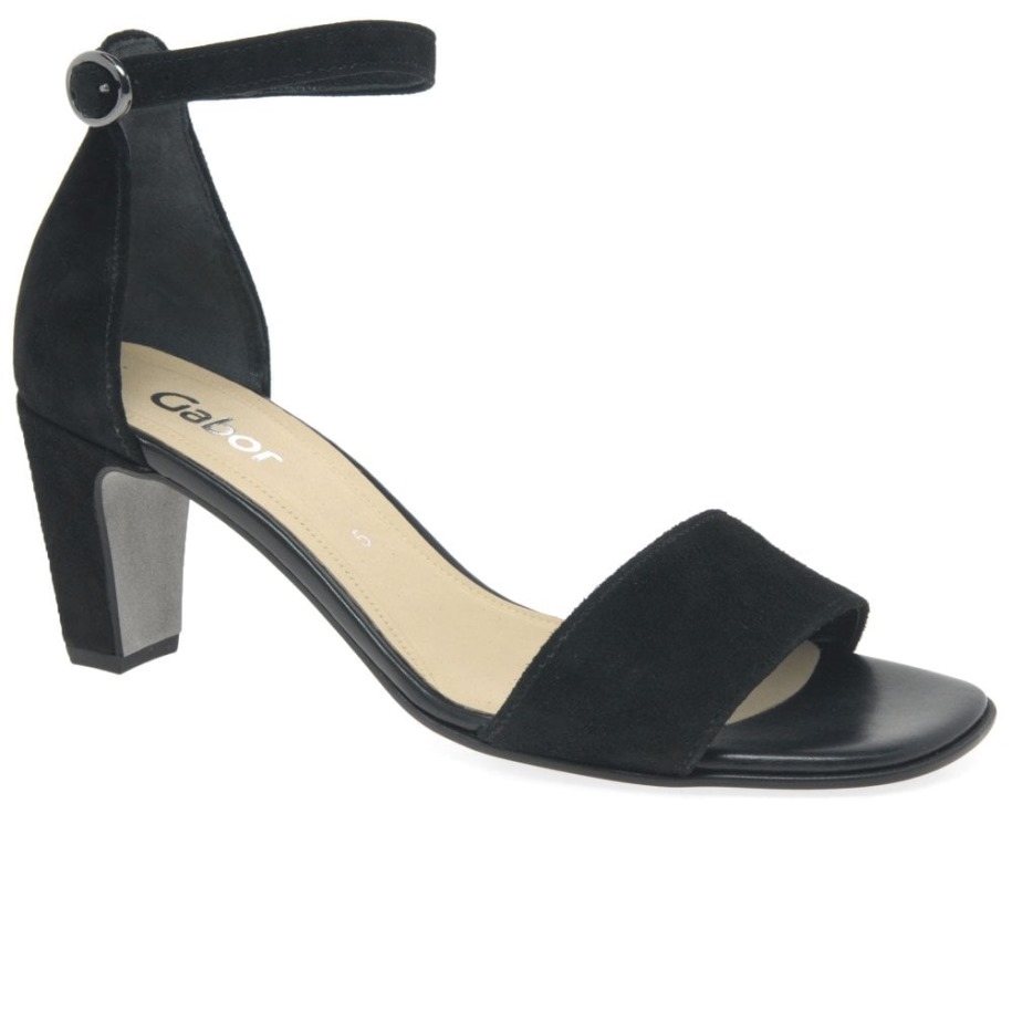 Unikornis Női Magas Sarkú Szandál Fekete Velúr Gabor