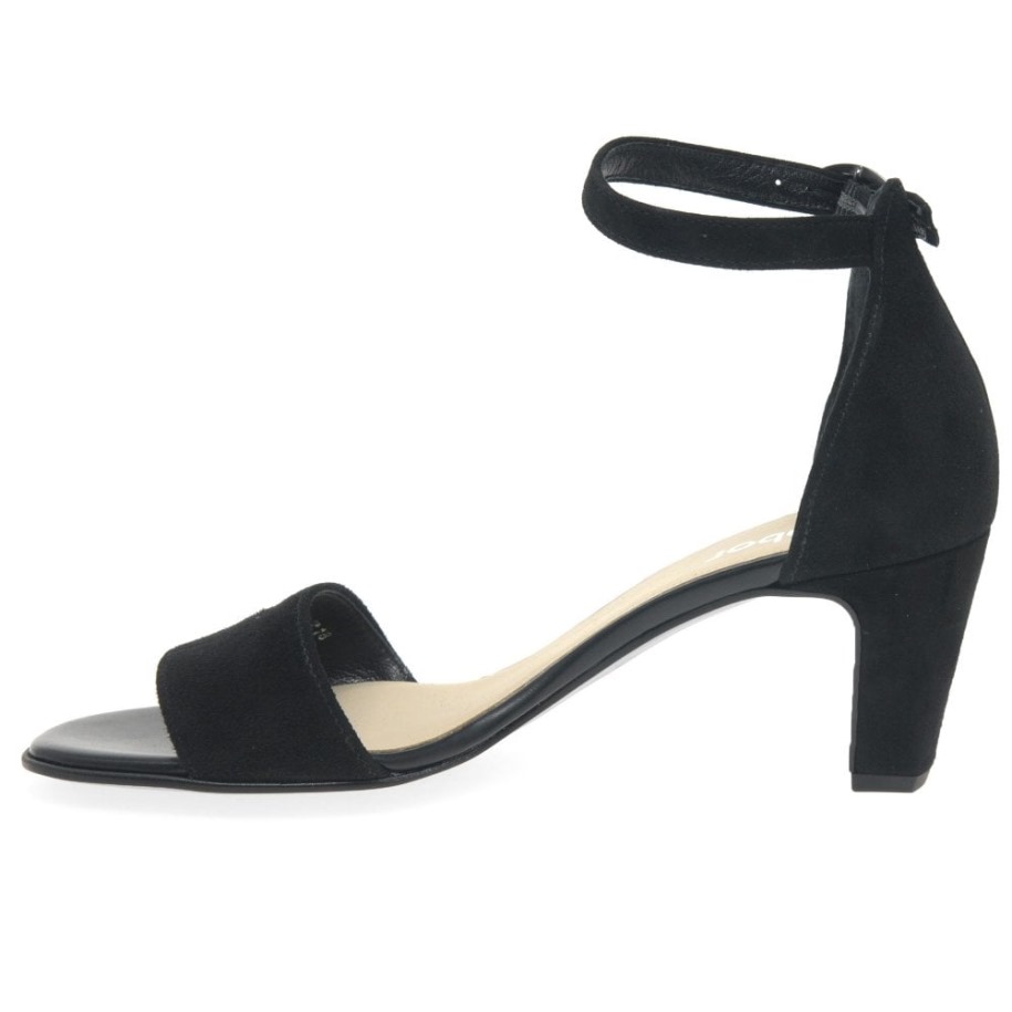 Unikornis Női Magas Sarkú Szandál Fekete Velúr Gabor