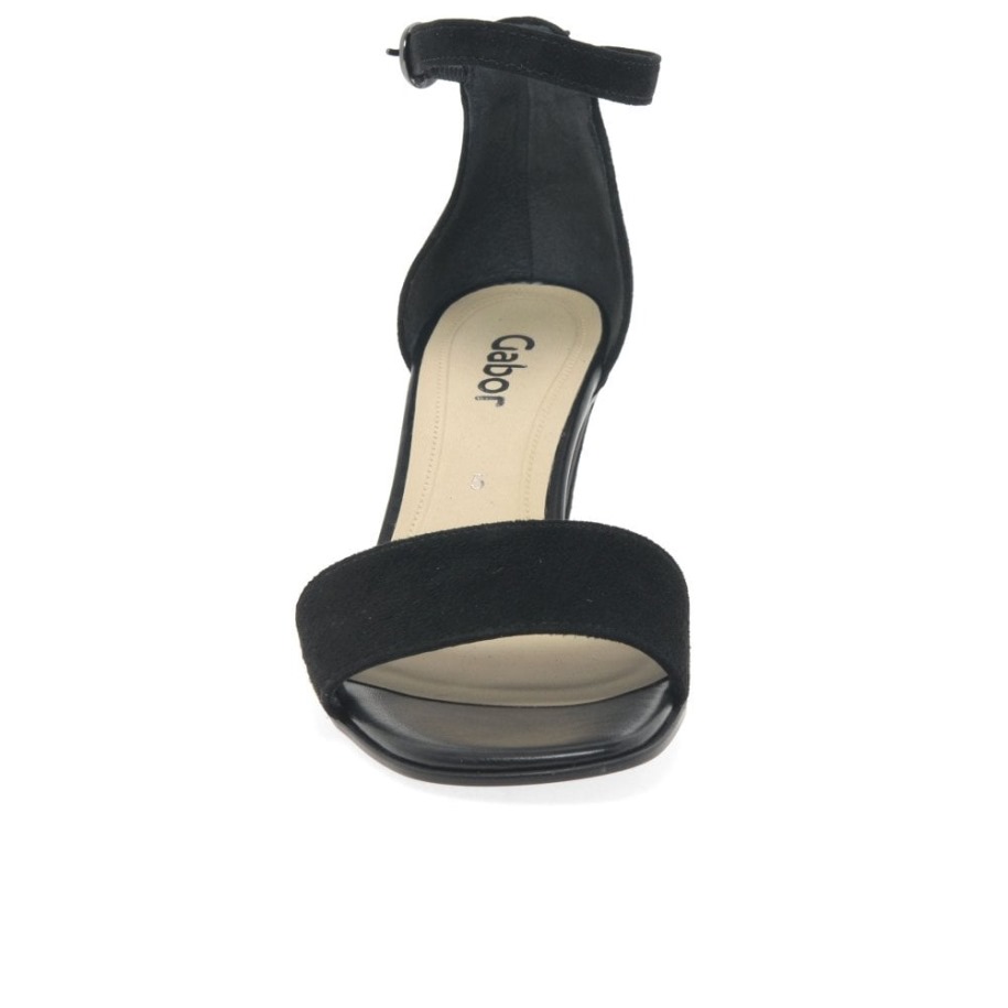 Unikornis Női Magas Sarkú Szandál Fekete Velúr Gabor