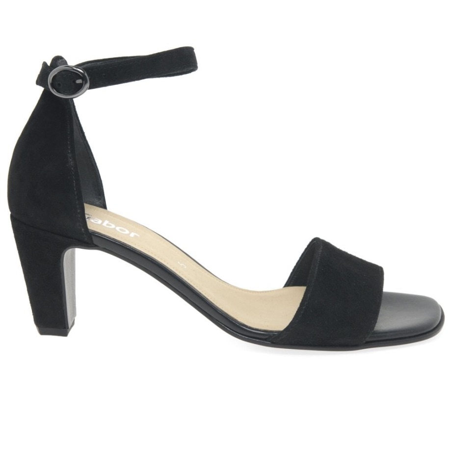 Unikornis Női Magas Sarkú Szandál Fekete Velúr Gabor